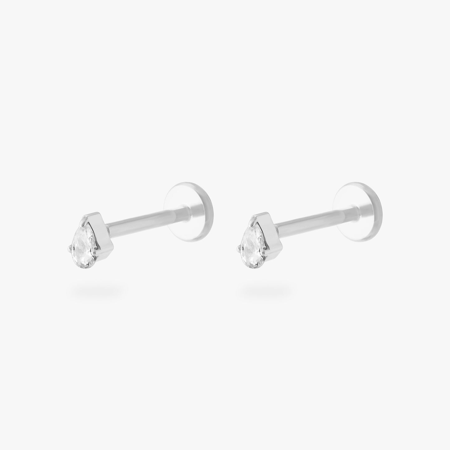 Pear CZ Flatback Stud