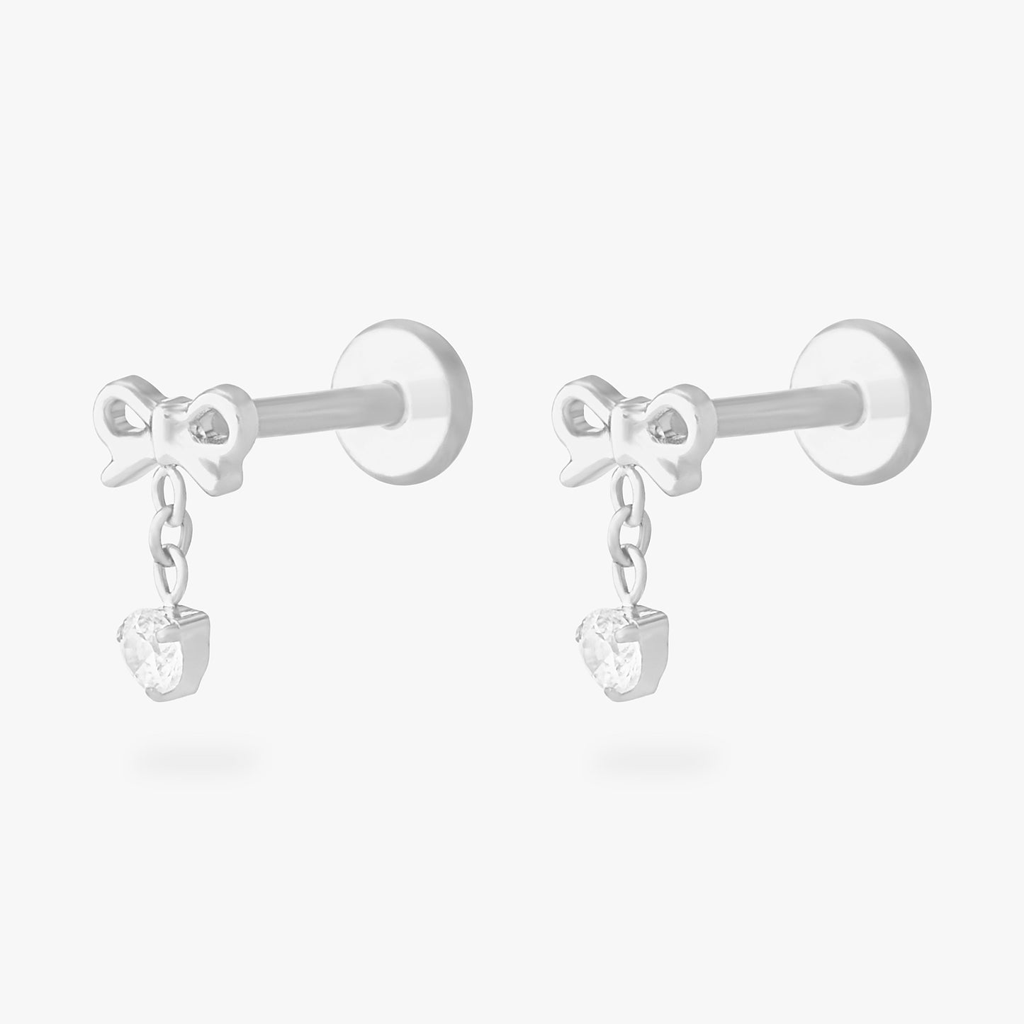 Bow CZ Dangle Flatback Stud