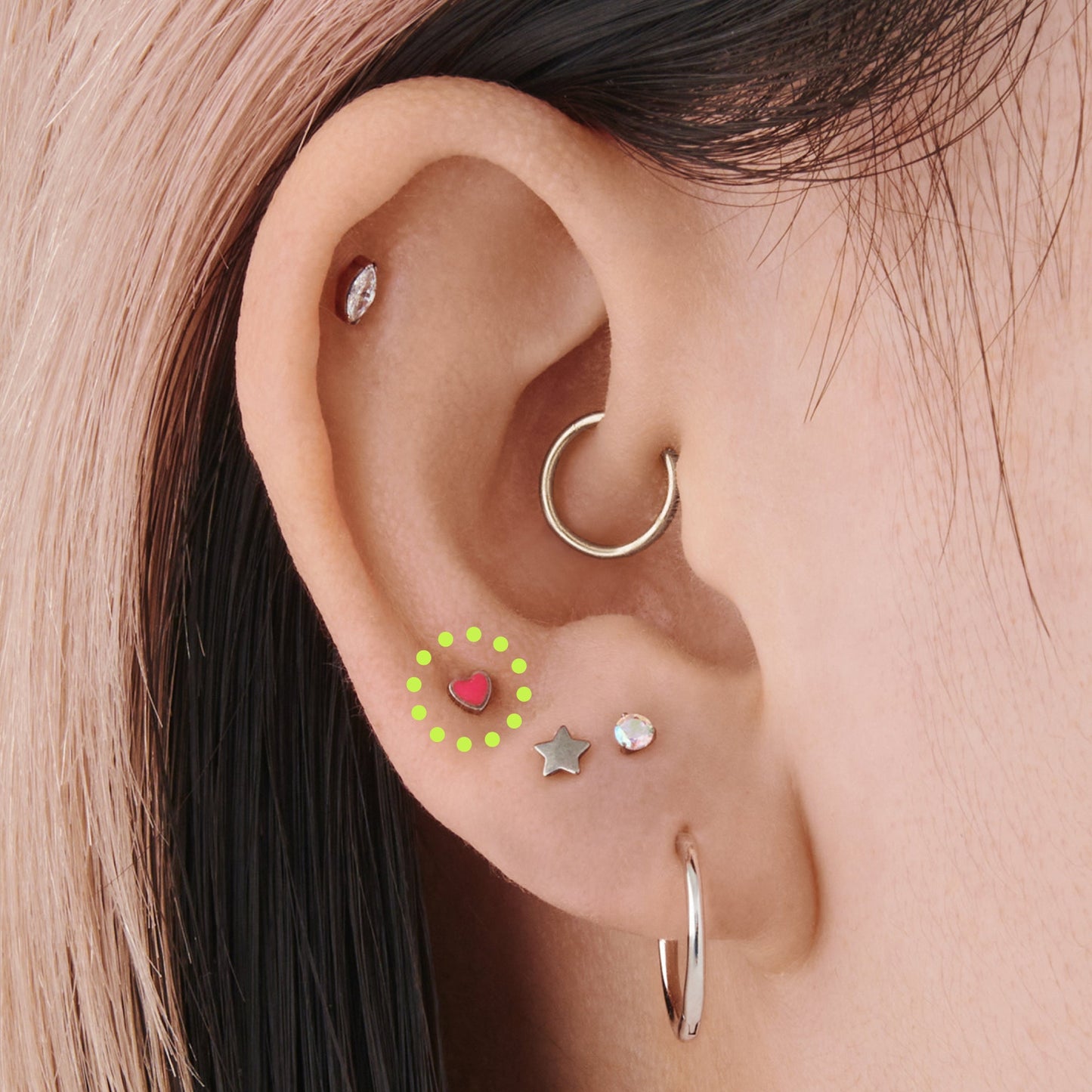 Titanium Enamel Heart Pink