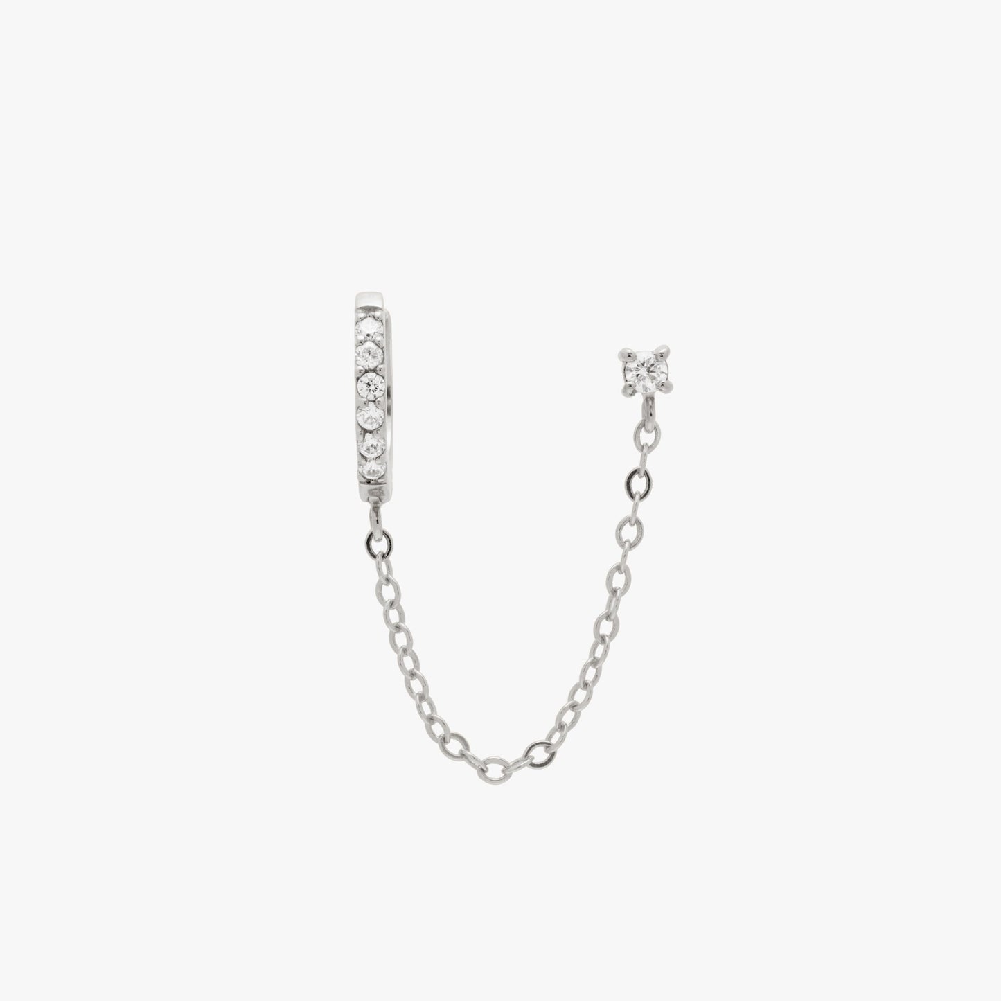 Chained Pave Huggie x CZ Stud