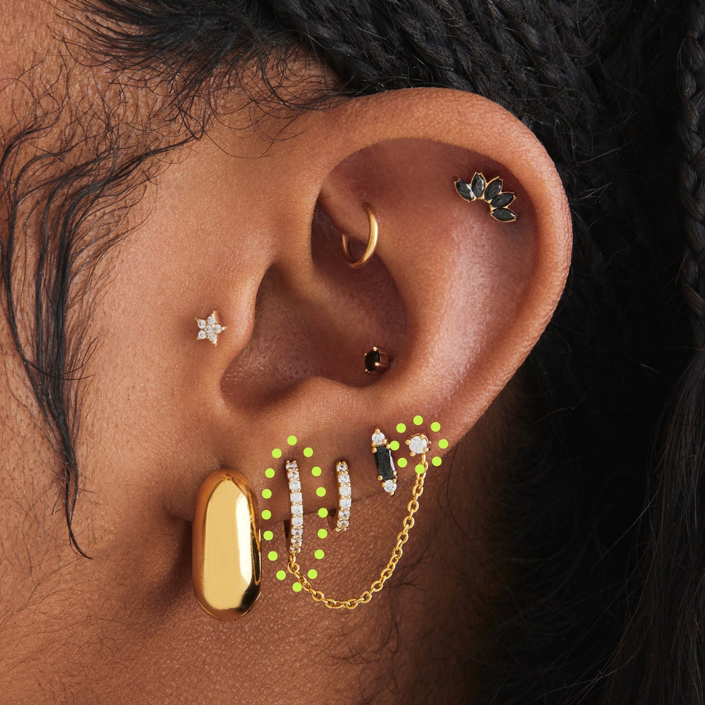 Chained Pave Huggie x CZ Stud