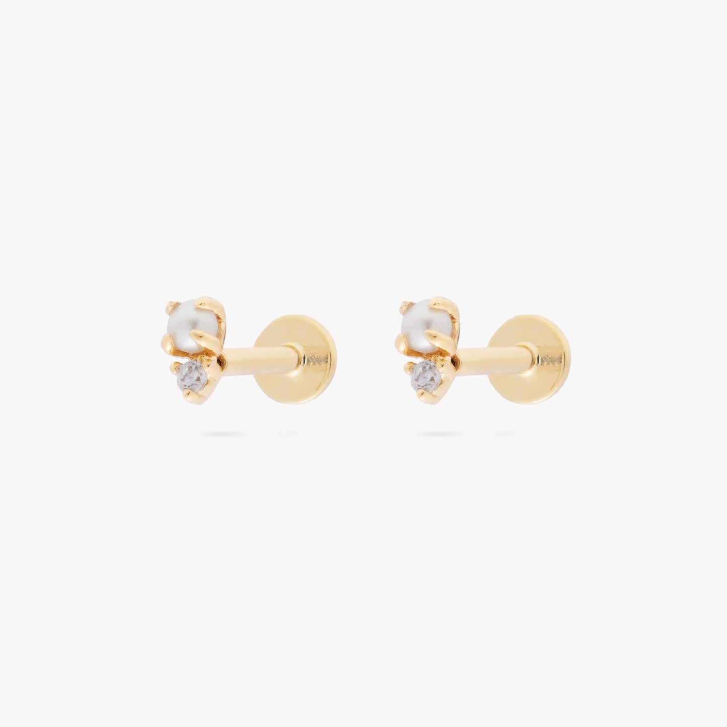 14K Stacked CZ Flatback Stud