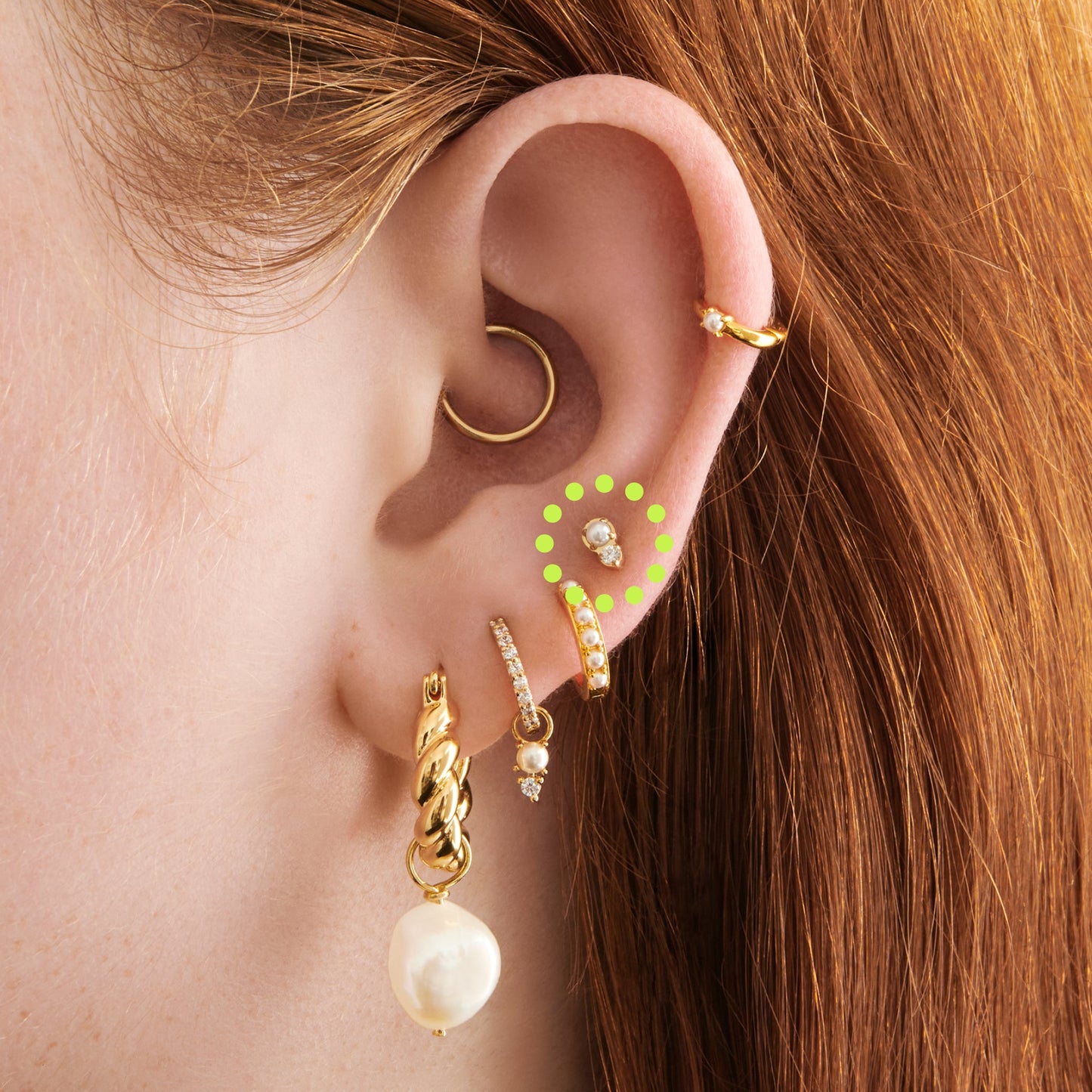 Stacked CZ Pearl Flatback Stud