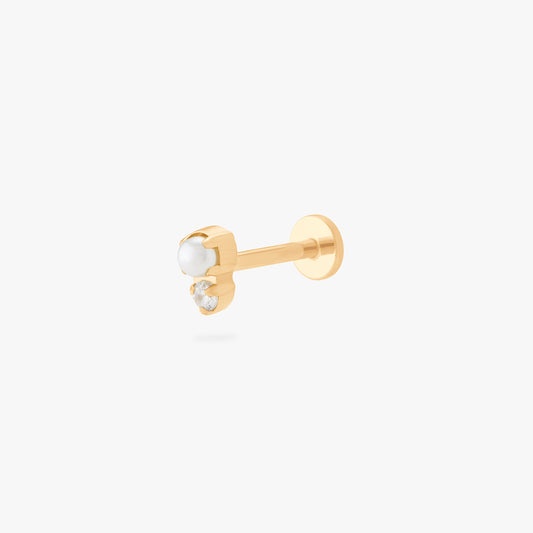 Stacked CZ Pearl Flatback Stud