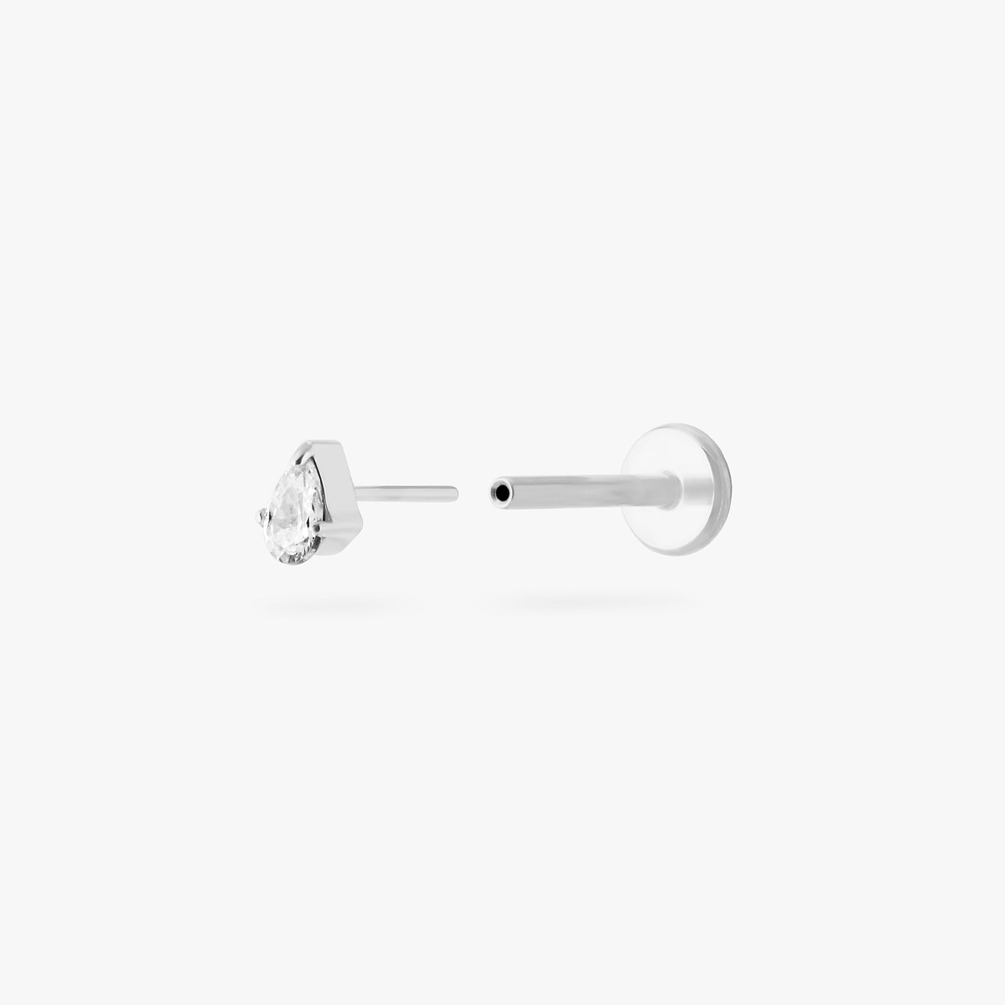 Pear CZ Flatback Stud
