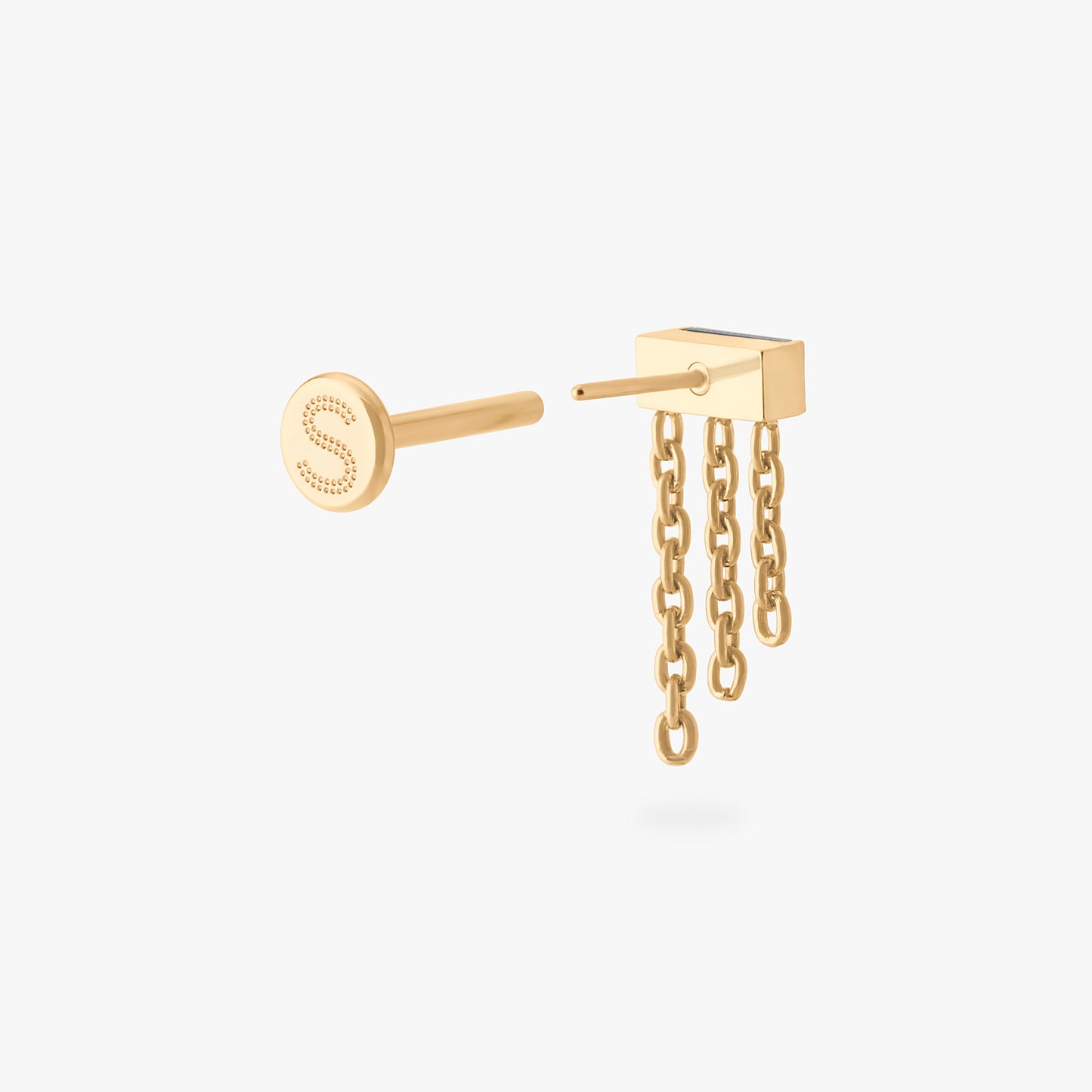 Chain Baguette Flatback Stud