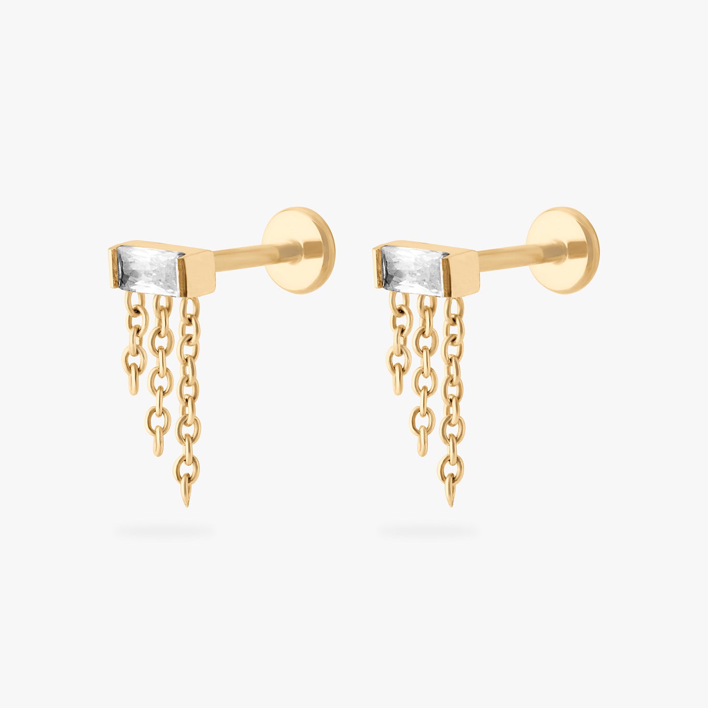 Chain Baguette Flatback Stud