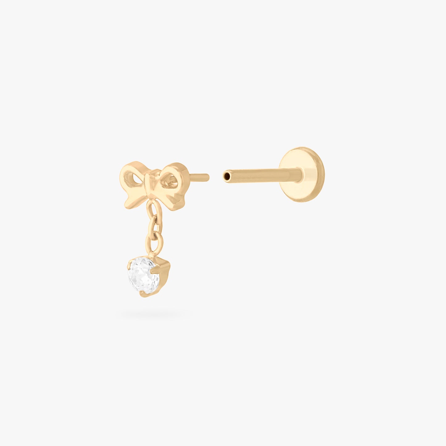 Bow CZ Dangle Flatback Stud