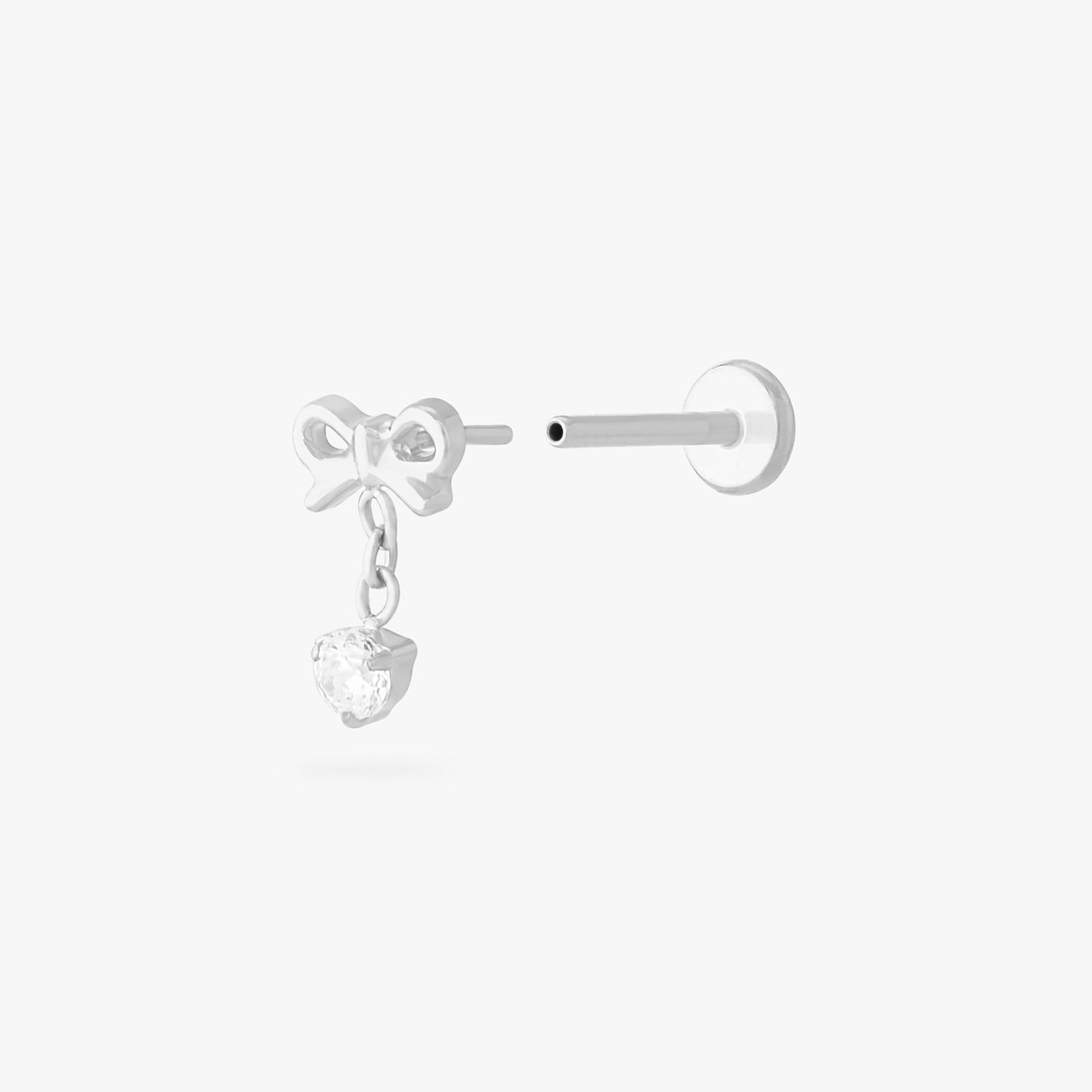 Bow CZ Dangle Flatback Stud