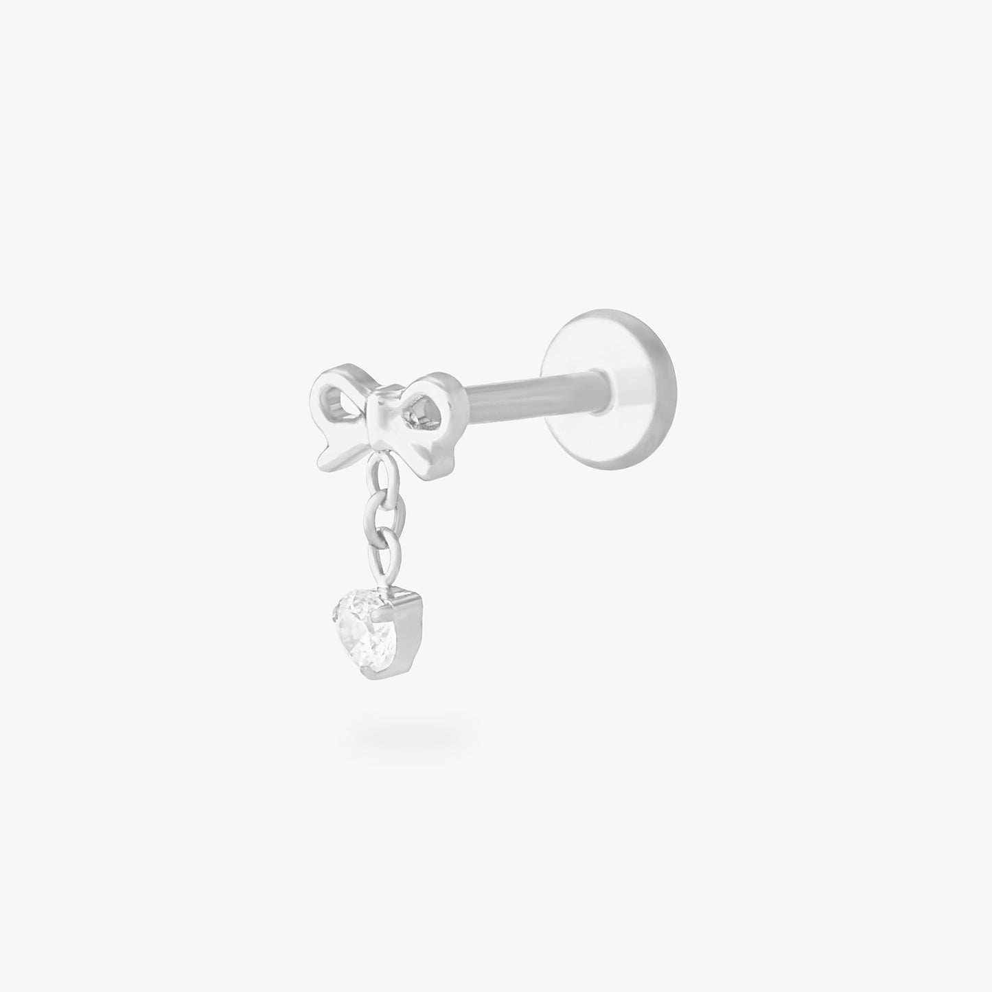 Bow CZ Dangle Flatback Stud