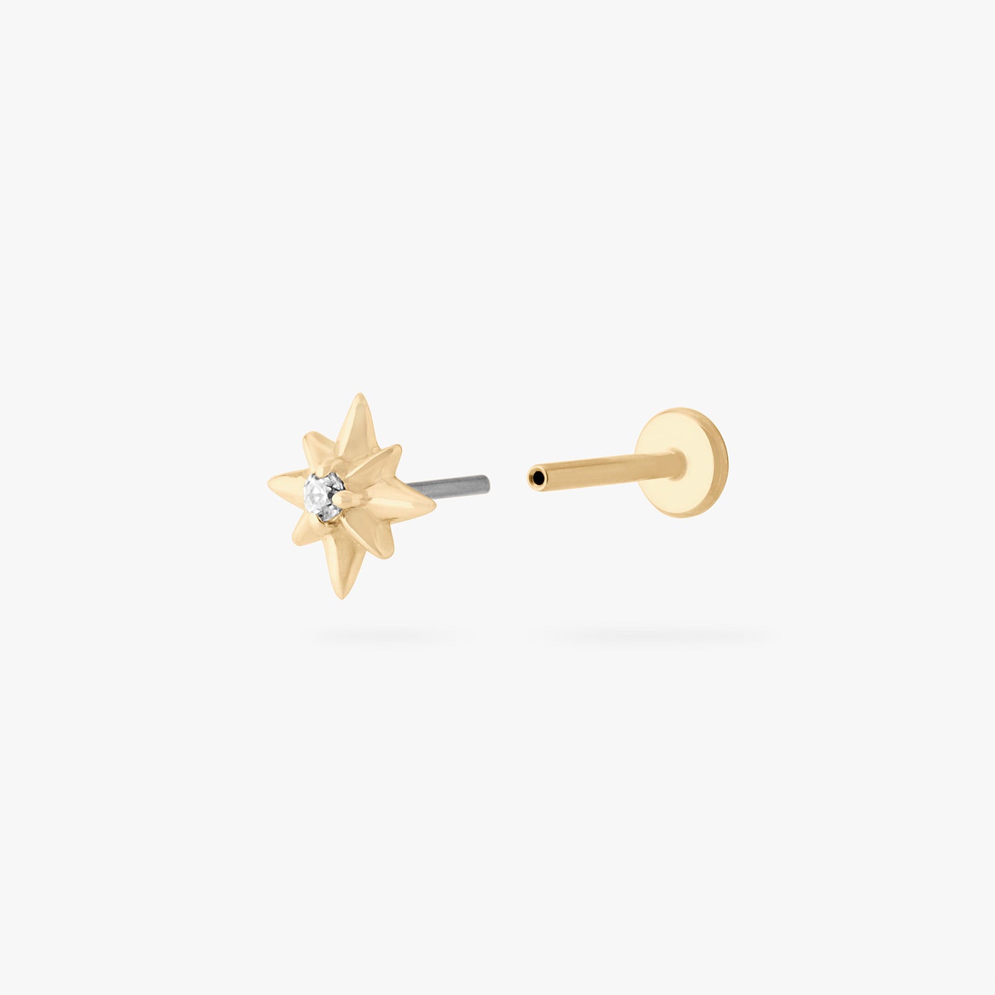 14K Twinkle Star Flatback Stud