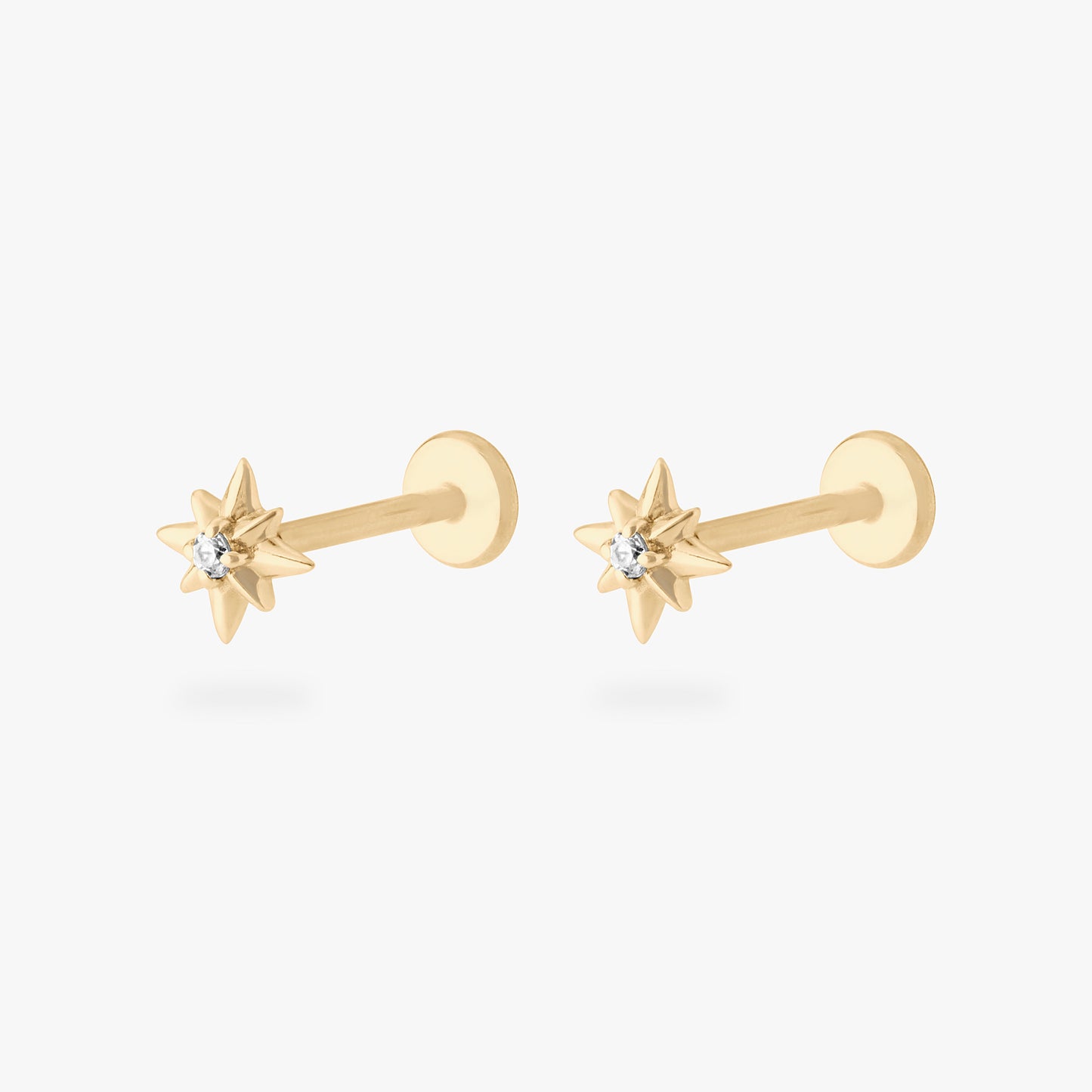 14K Twinkle Star Flatback Stud
