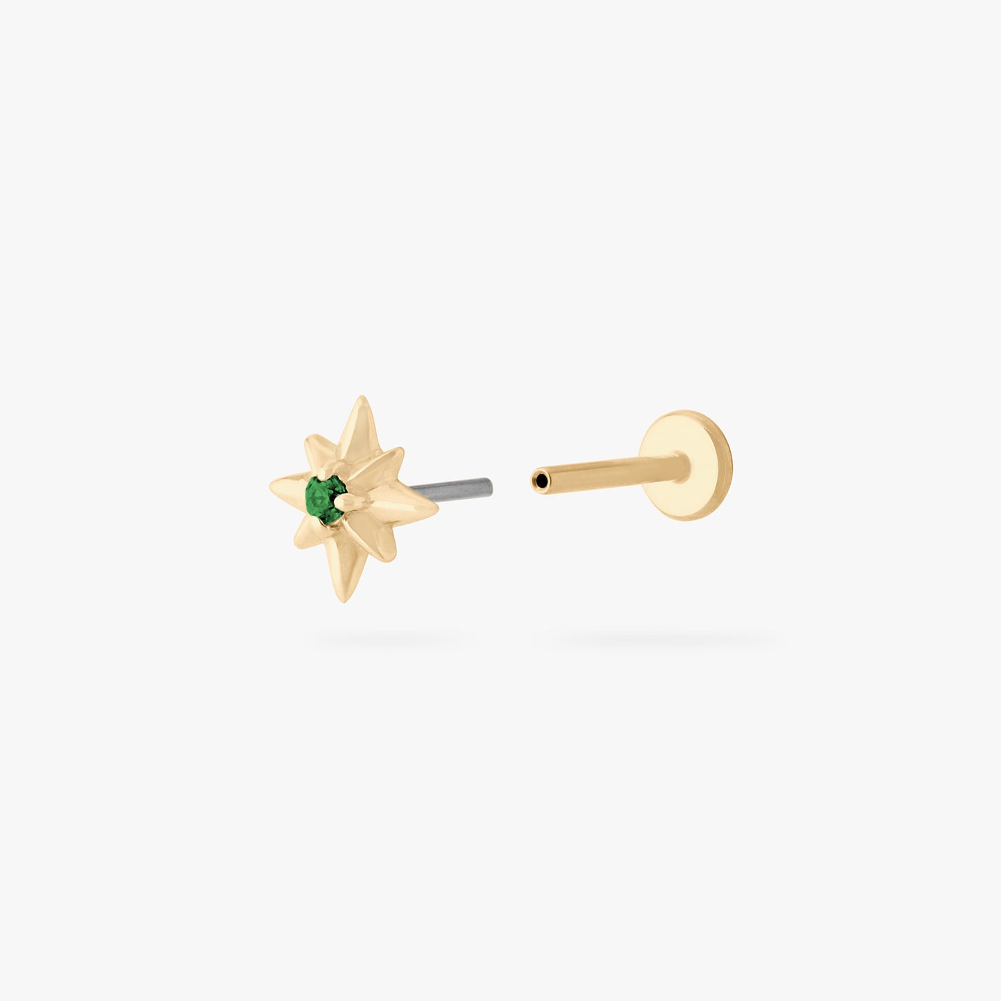 14K Twinkle Star Flatback Stud