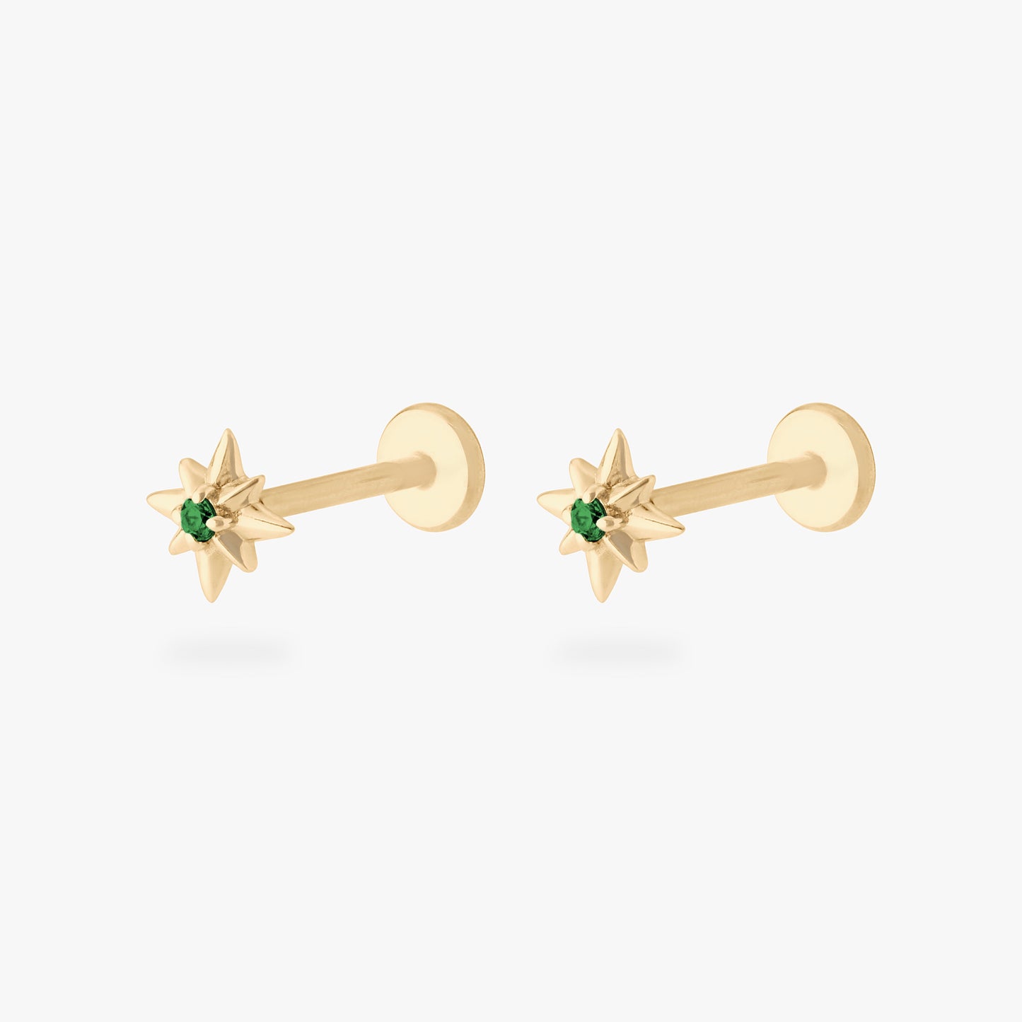 14K Twinkle Star Flatback Stud
