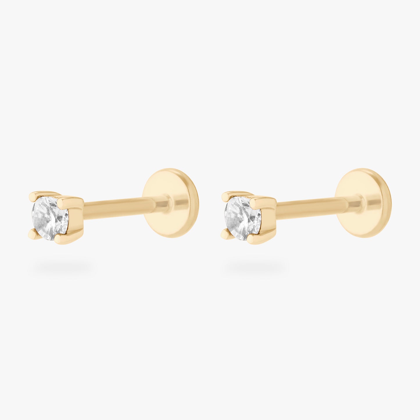 14K Mini CZ Flatback Stud