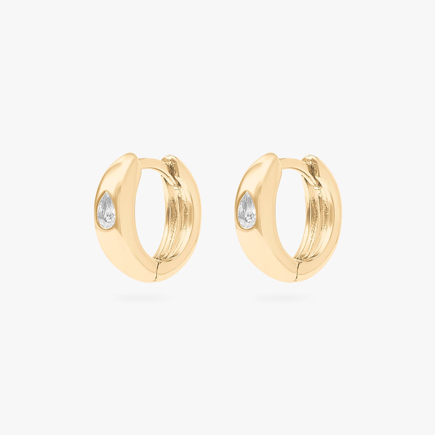 Chunky Pear CZ Huggie