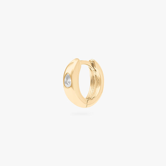 Chunky Pear CZ Huggie