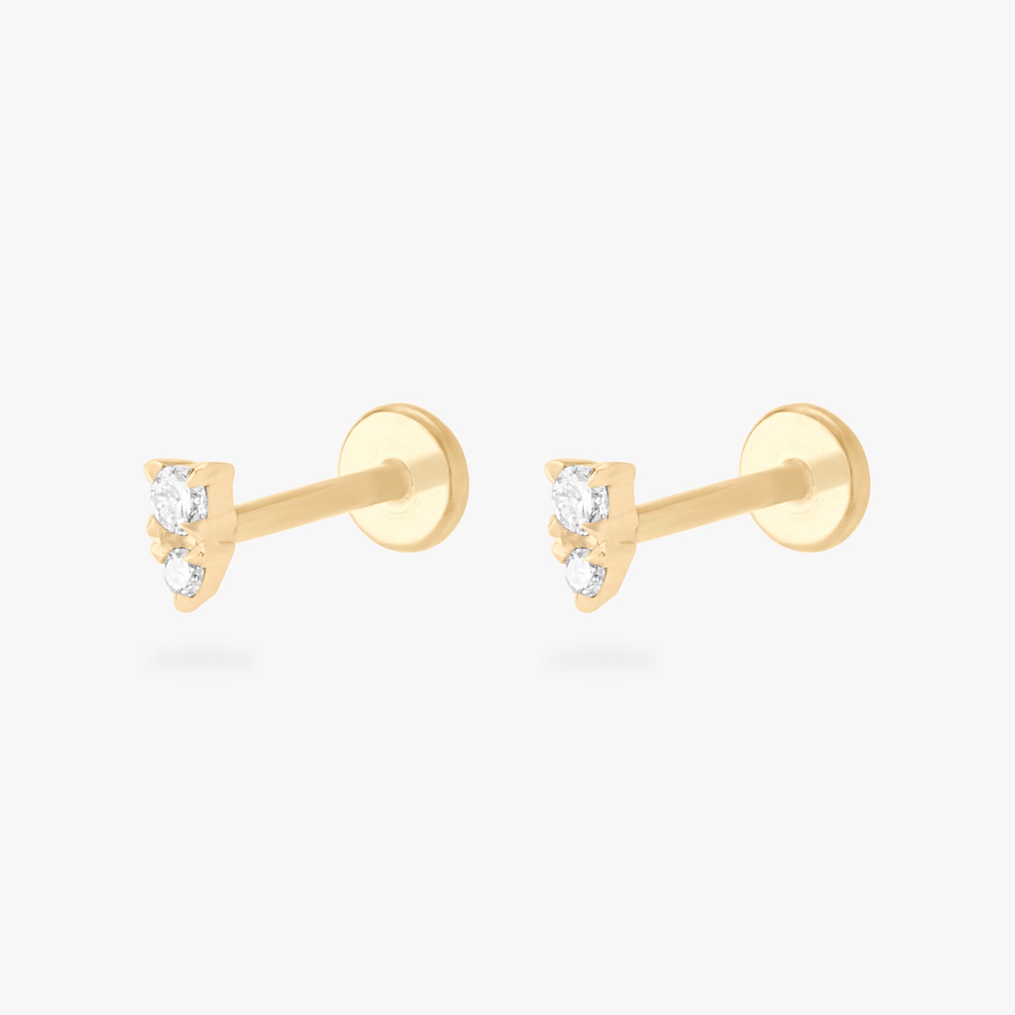 14K Stacked CZ Flatback Stud