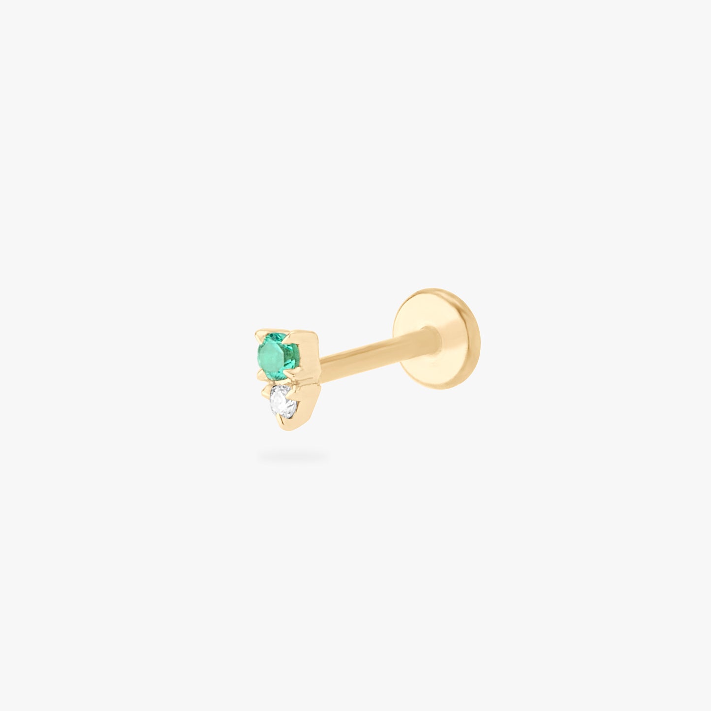 14K Stacked CZ Flatback Stud