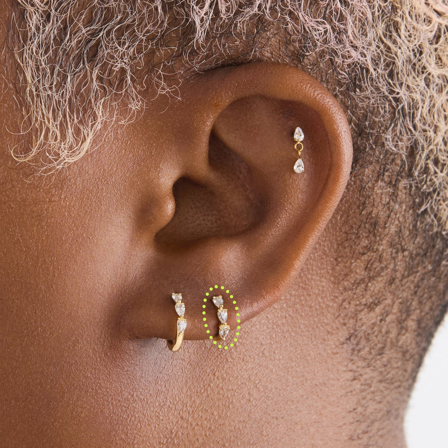 Micro Pave Pear Huggie