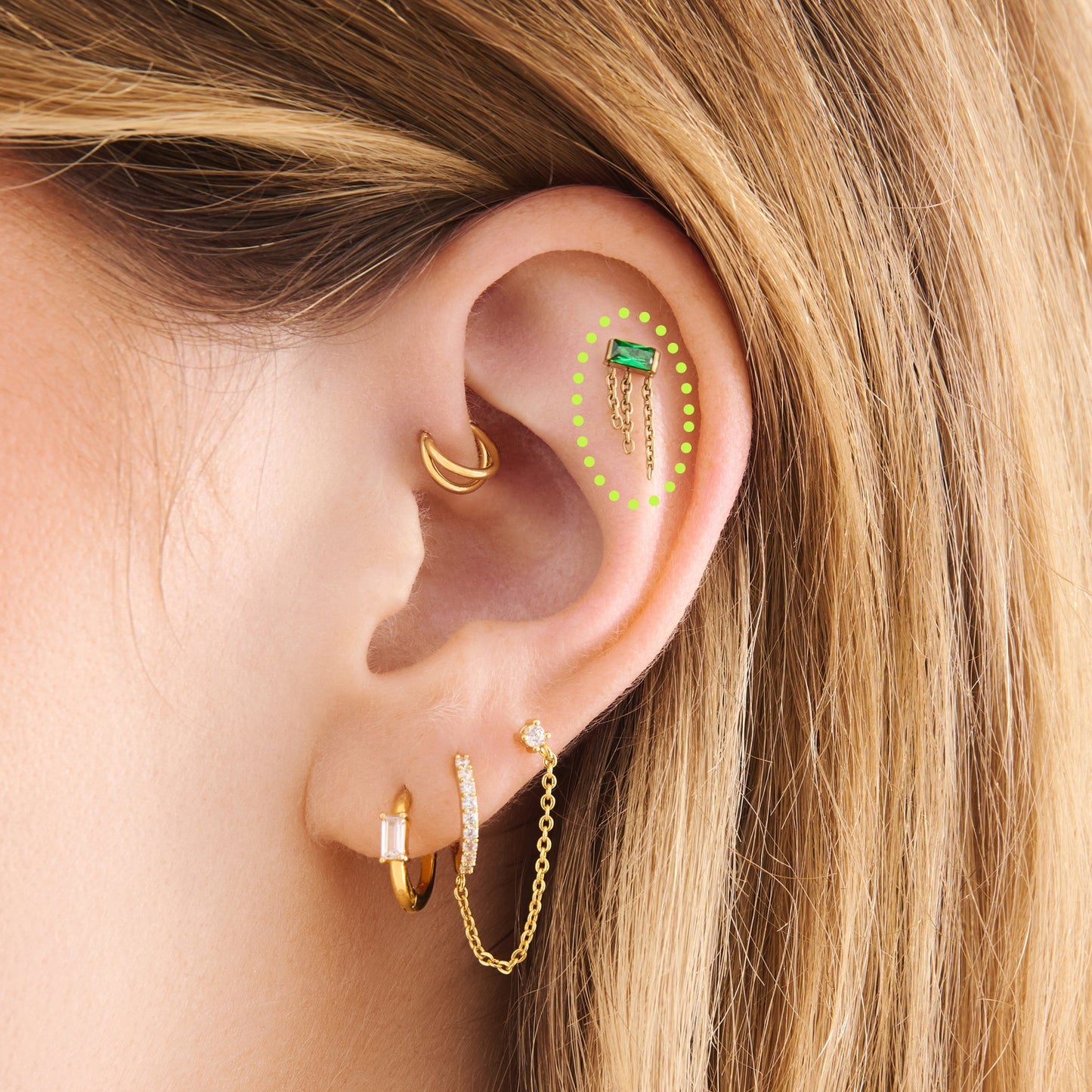 Chain Baguette Flatback Stud