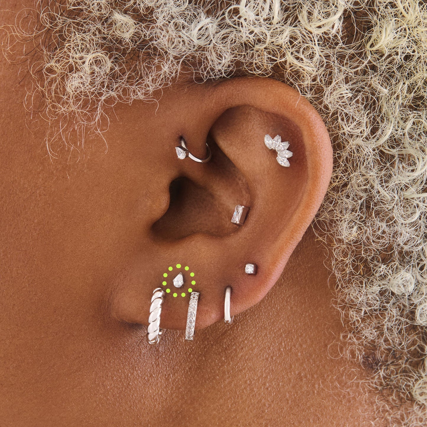 Pear CZ Flatback Stud