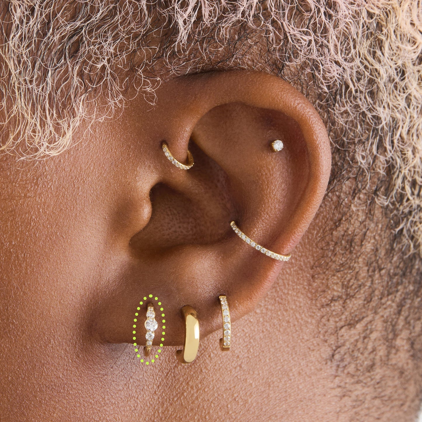 CZ Accent Flatback Huggie