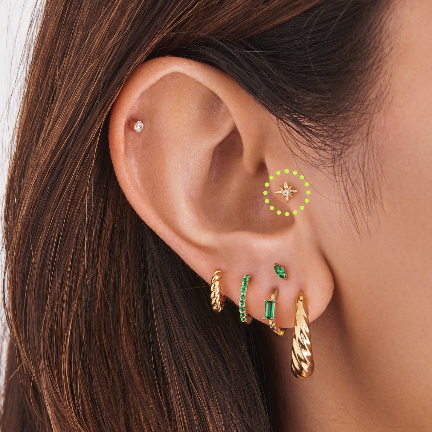 14K Twinkle Star Flatback Stud