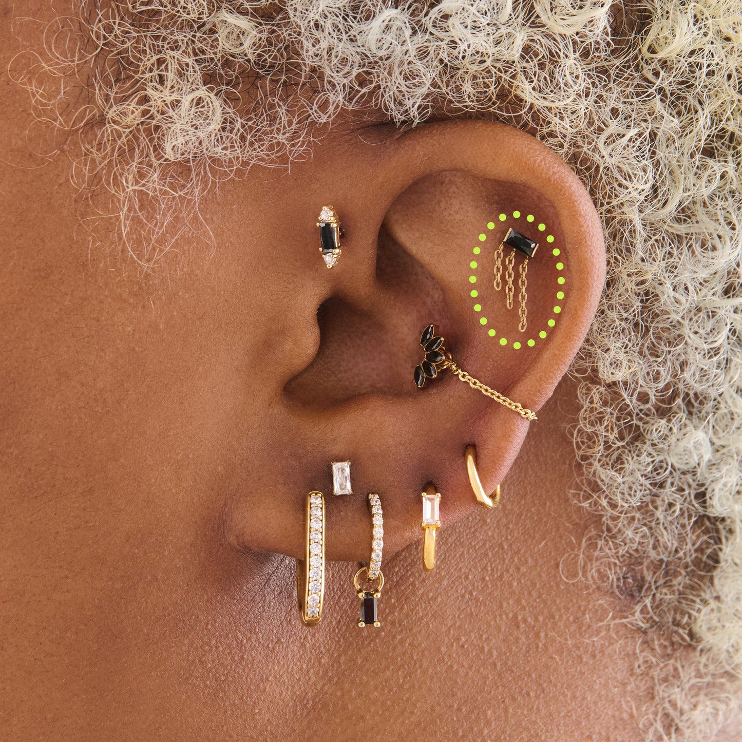 Chain Baguette Flatback Stud