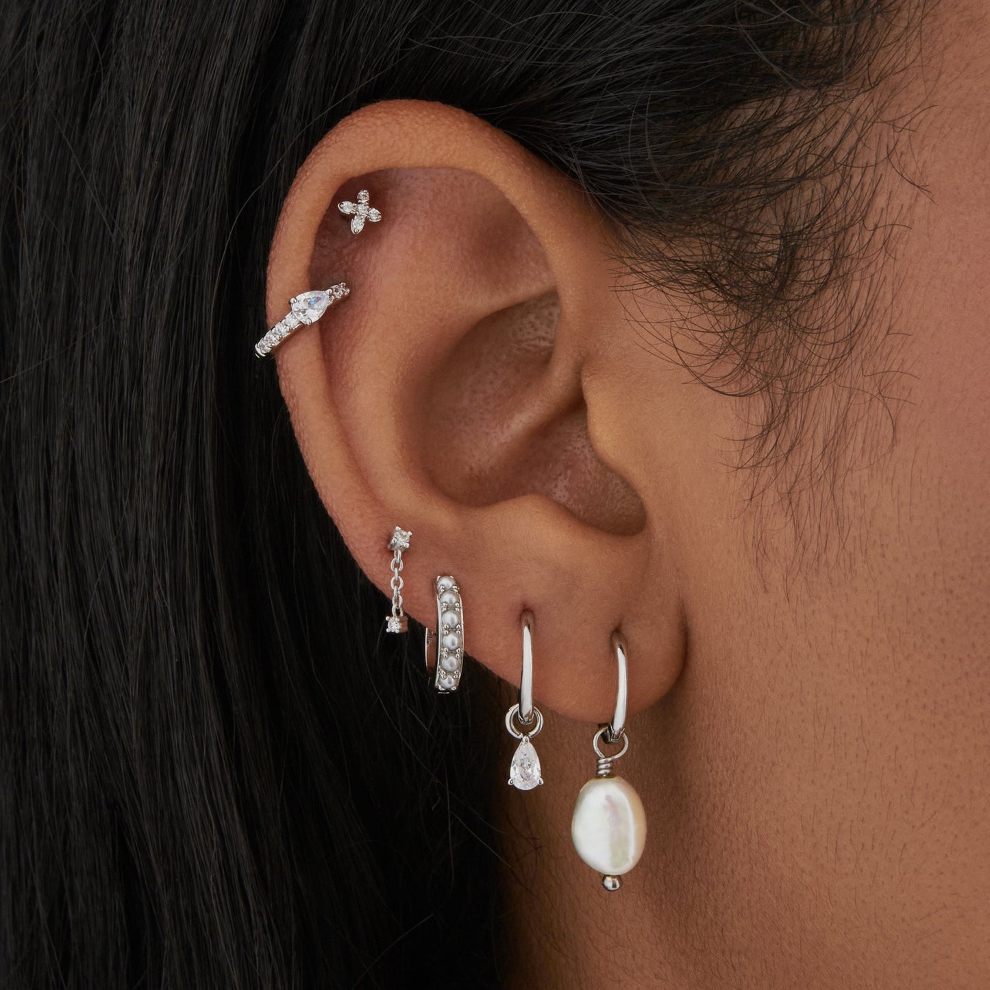 Baroque Pearl Huggie