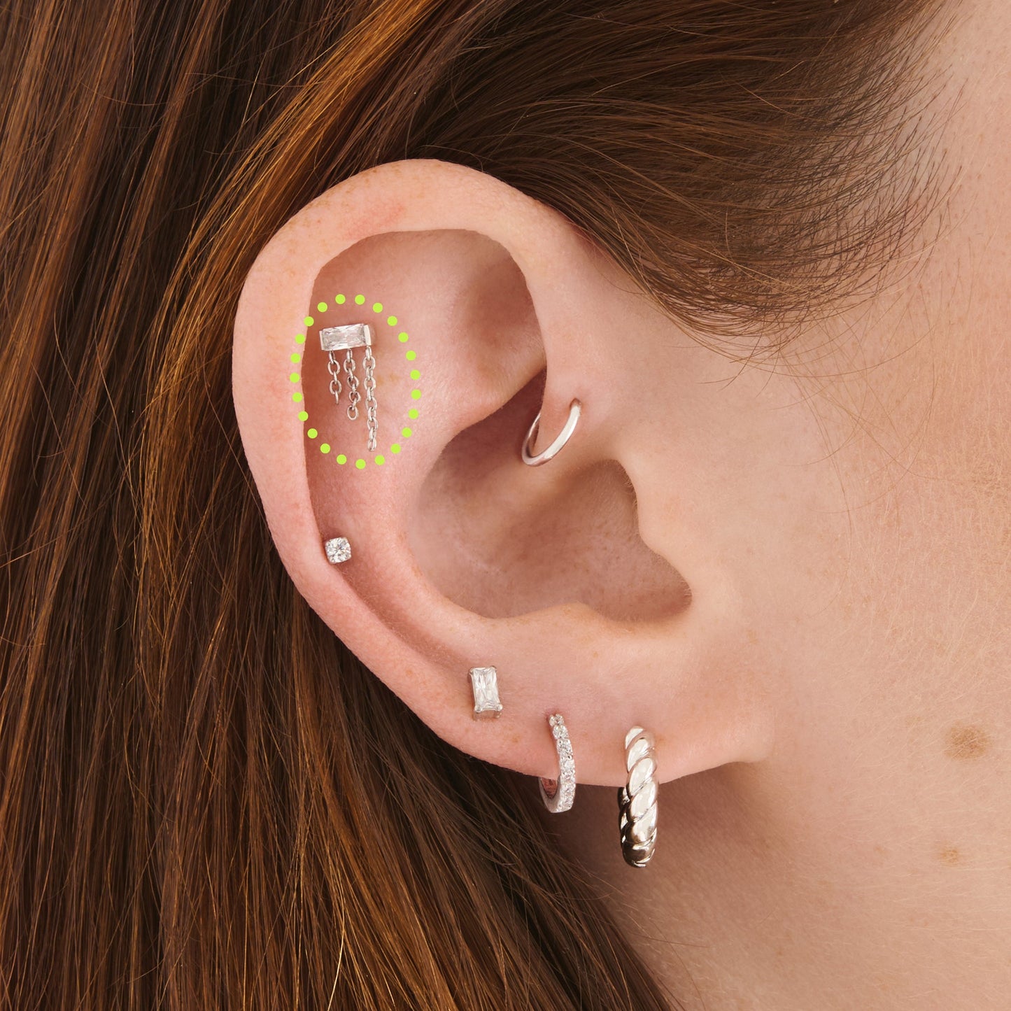 Chain Baguette Flatback Stud