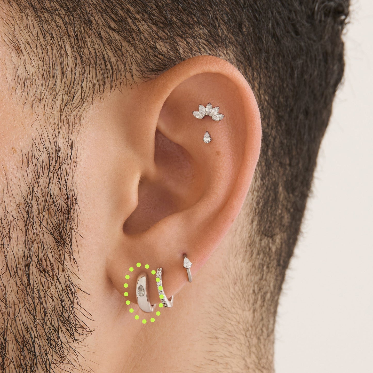 Chunky Pear CZ Huggie