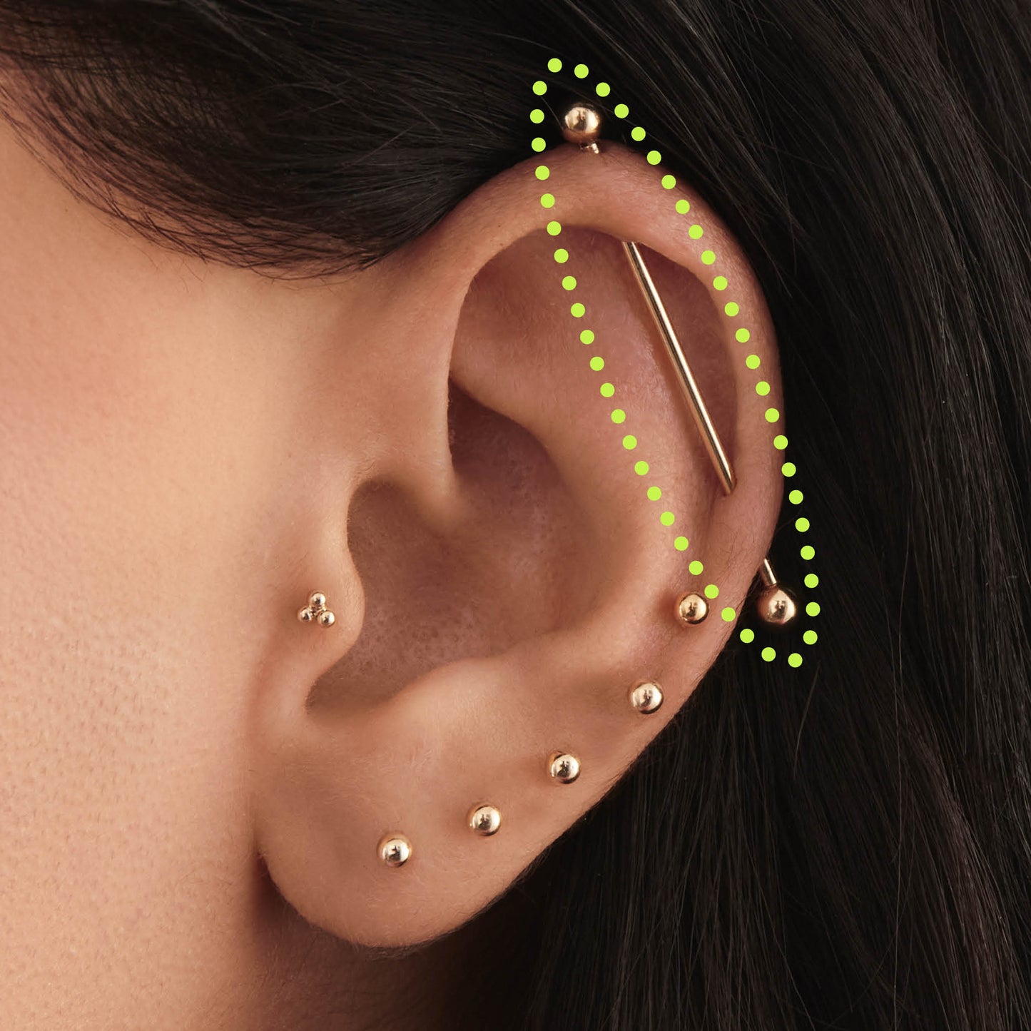 14K Industrial Bar 38mm