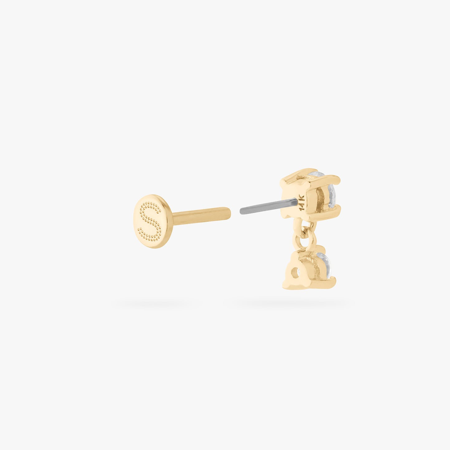 14K CZ Dangle Flatback