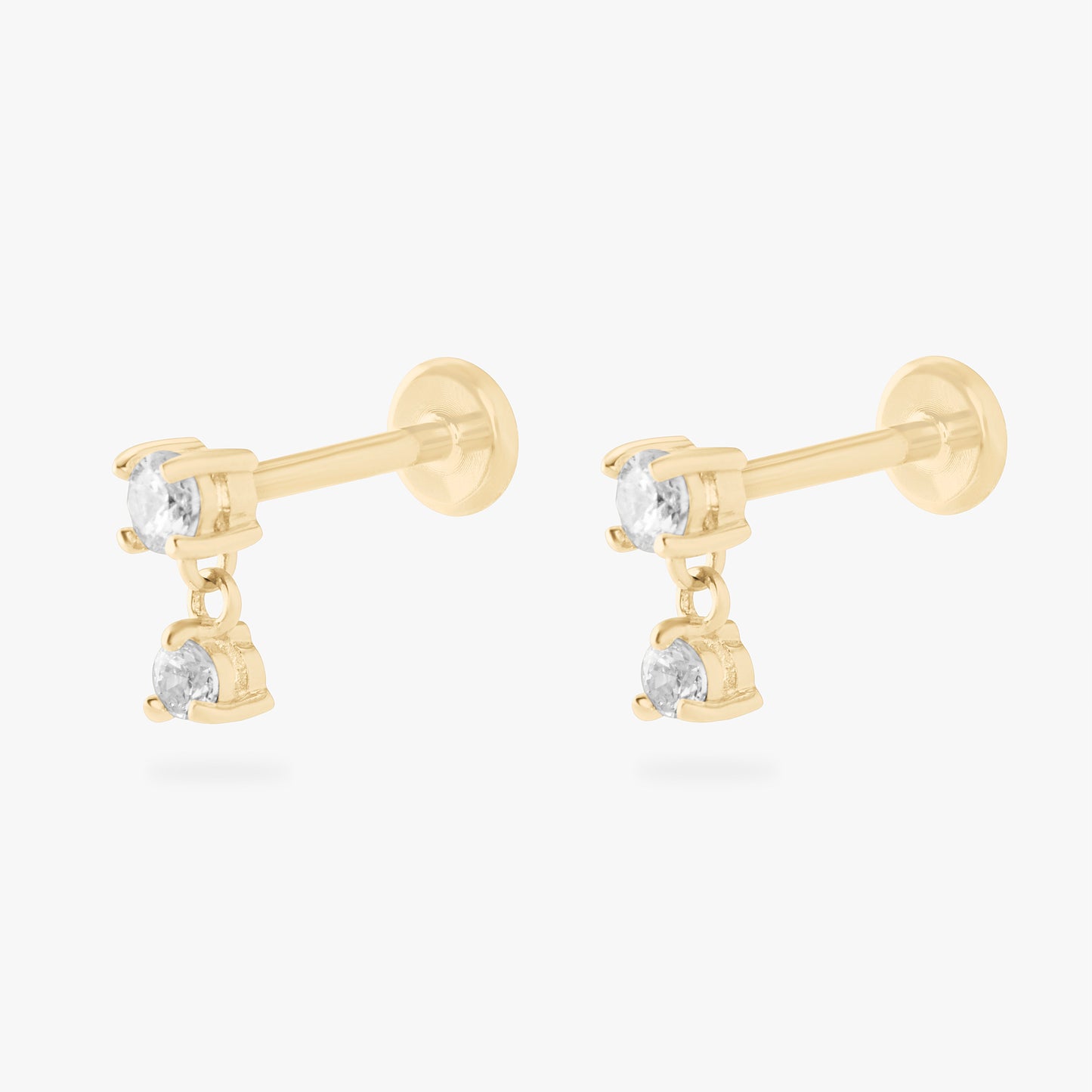 14K CZ Dangle Flatback