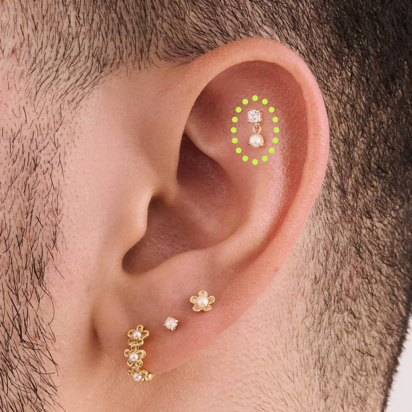 14K CZ Dangle Flatback