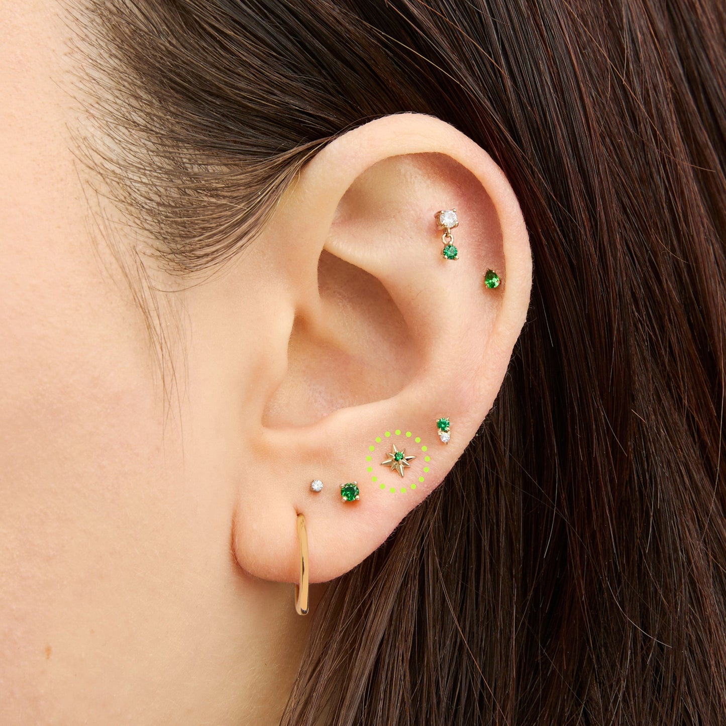14K Twinkle Star Flatback Stud