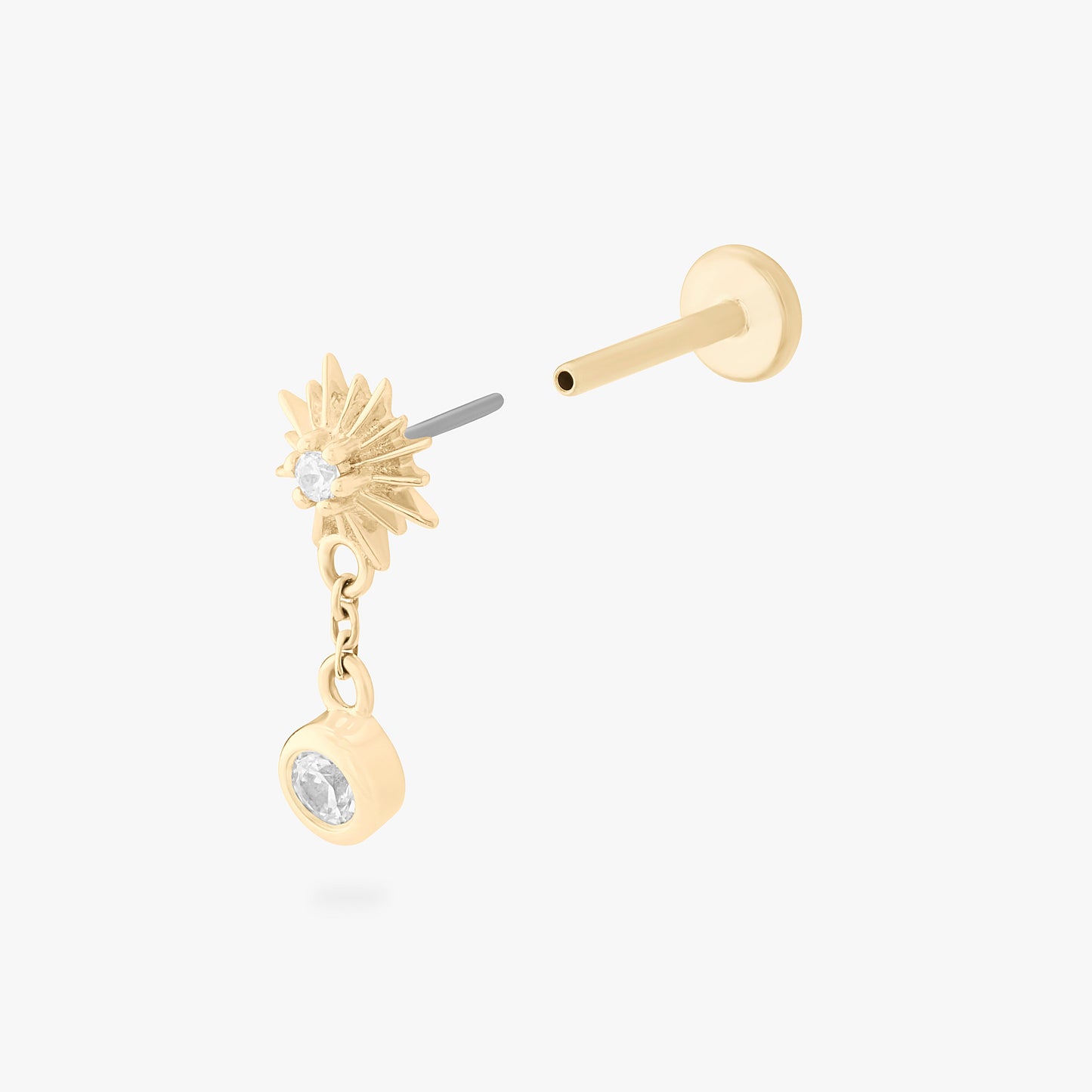 14K Twinkle Dangle Flatback Stud