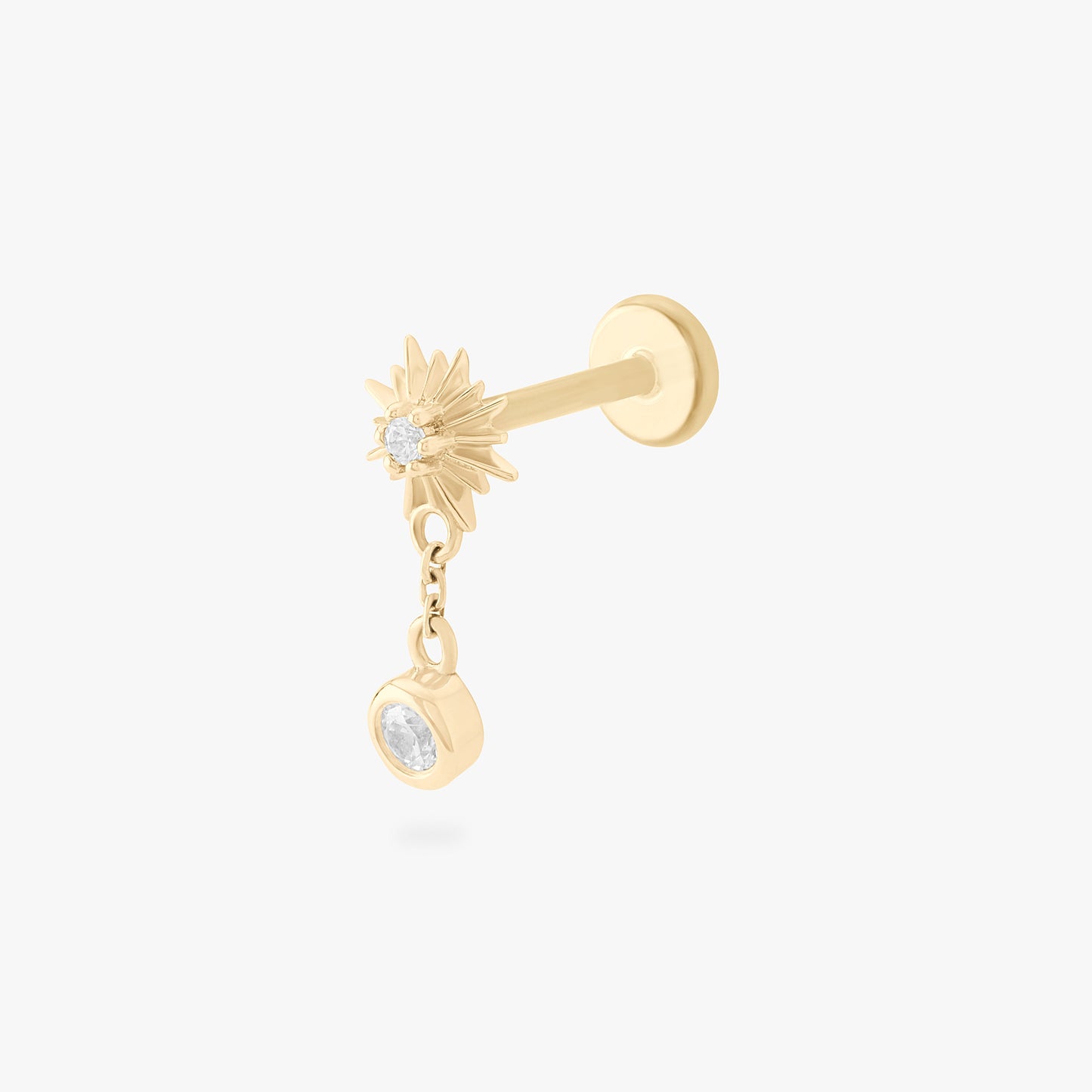 14K Twinkle Dangle Flatback Stud