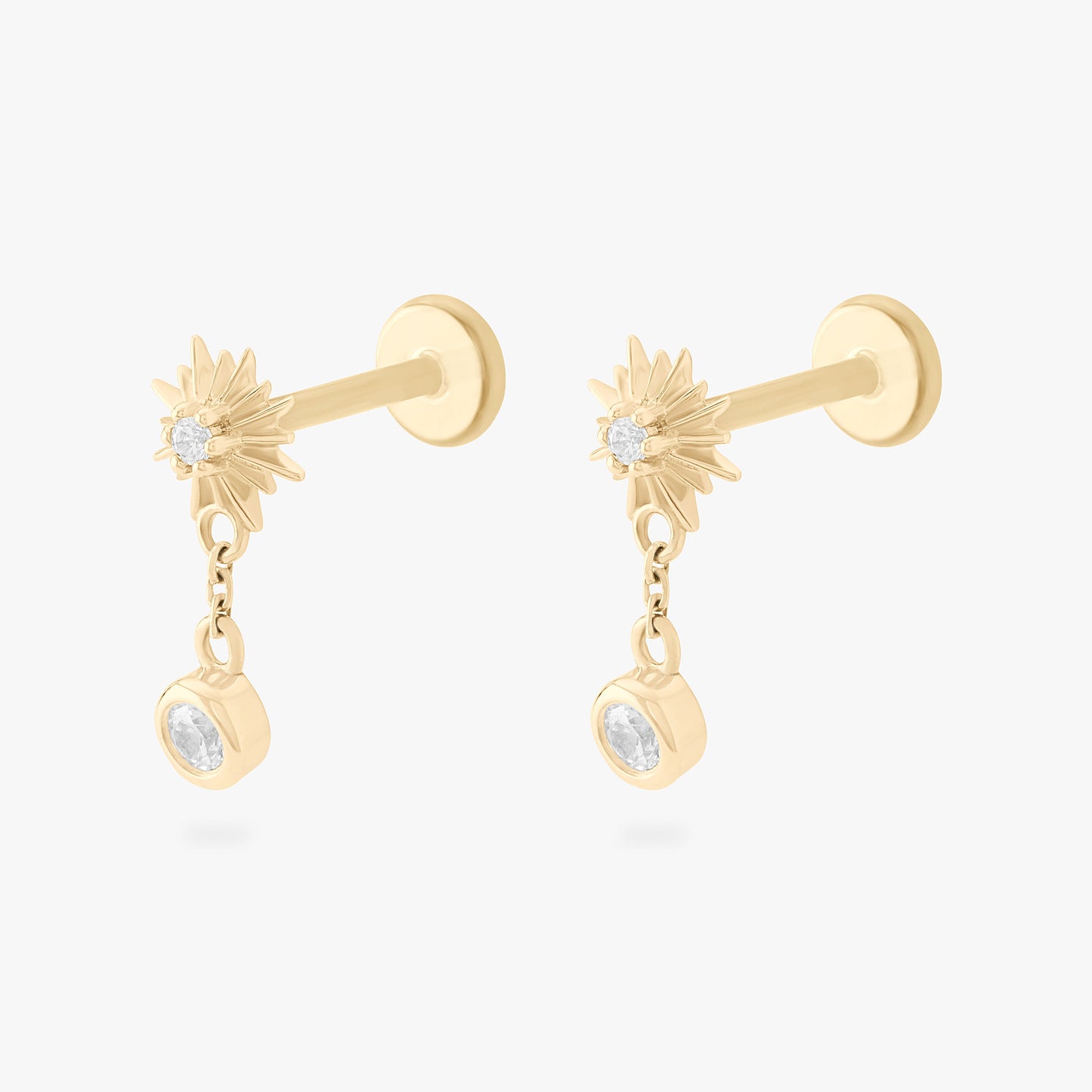 14K Twinkle Dangle Flatback Stud
